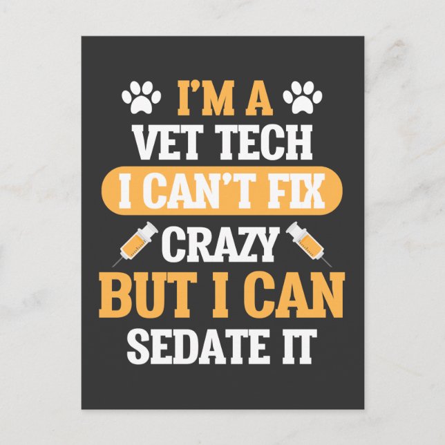 Vet Tech Veterinary Animal Veterinarian Rescue Postcard (Front)