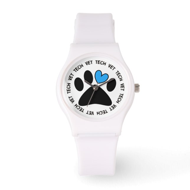 Vet Tech Watch Cat and Dog Paw Design (Front)