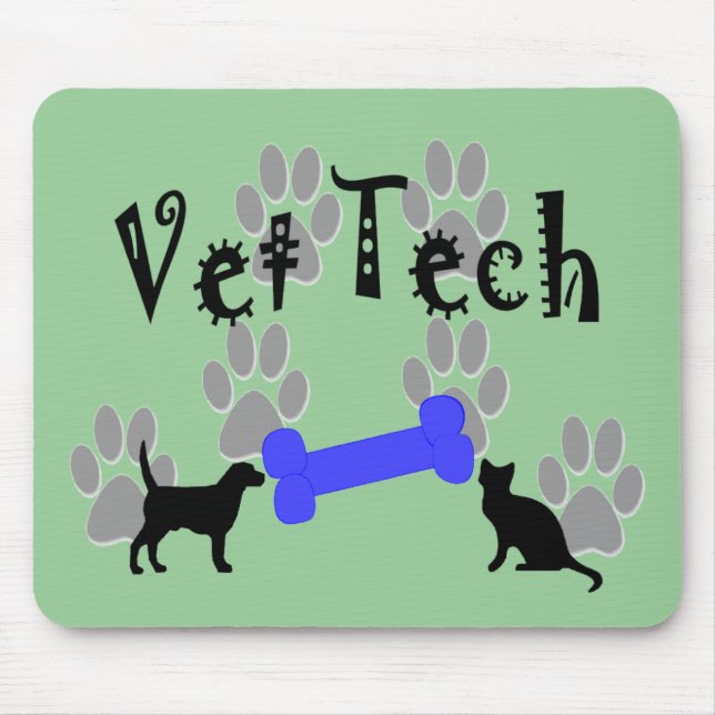 Vet TECH With Dog Bone Mouse Pad (Front)