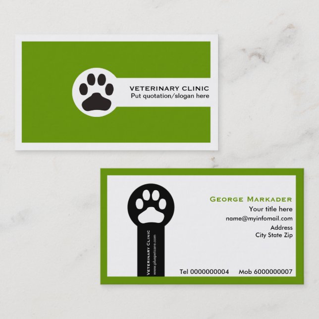 Vet/Veterinary Clinic minimalist business cards (Front/Back)