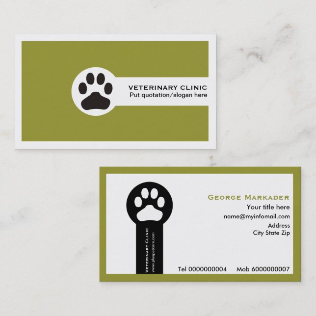 Vet/Veterinary Clinic minimalist business cards (Front/Back)