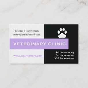 Vet/Veterinary Clinic, paw lavender eye-catching Business Card