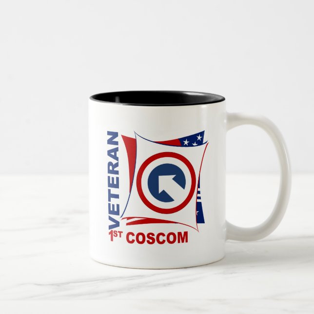 Veteran - 1st COSCOM Two-Tone Coffee Mug (Right)