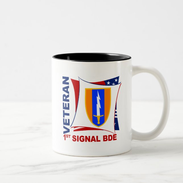 Veteran - 1st Sig Bde Two-Tone Coffee Mug (Right)