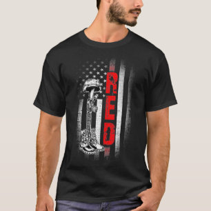 VETERAN 365 RED Remember Everyone Deployed US Flag T-Shirt