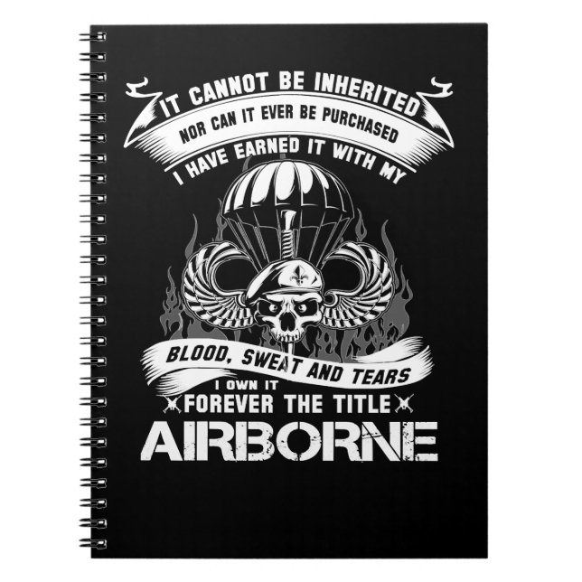 Veteran airborne infantry mom airborne jump wings  notebook (Front)