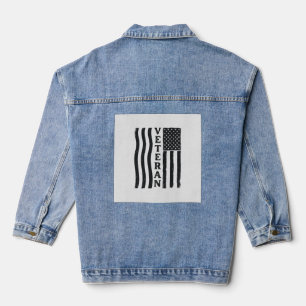 Veteran American Flag Vintage Vector Shirt Design_ Denim Jacket