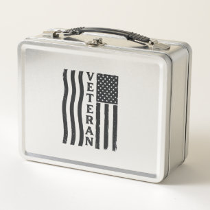 Veteran American Flag Vintage Vector Shirt Design_ Metal Lunch Box