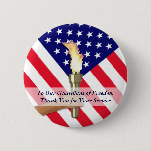 Veteran and Active Duty Military Thanks 6 Cm Round Badge