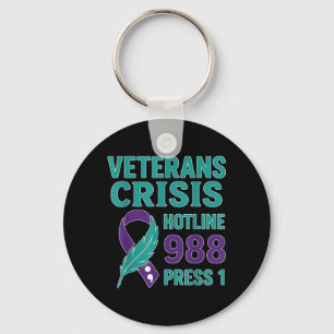Veteran Awareness Prevention Hotline 988 Press 1 Key Ring