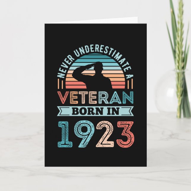 Veteran born 1923 100th Birthday Military Gift Card (Front)