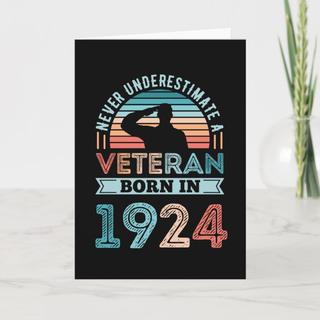 Veteran born 1924 100th Birthday Military Gift Card (Front)