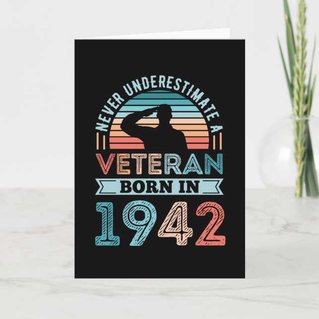 Veteran born 1942 80th Birthday Military Gift Card (Front)