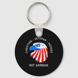 Veteran Christian Veteran Patriot Not Garbage Key Ring
