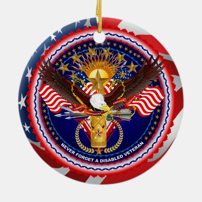 Veteran Customise Edit & Change background colour Ceramic Ornament (Back)