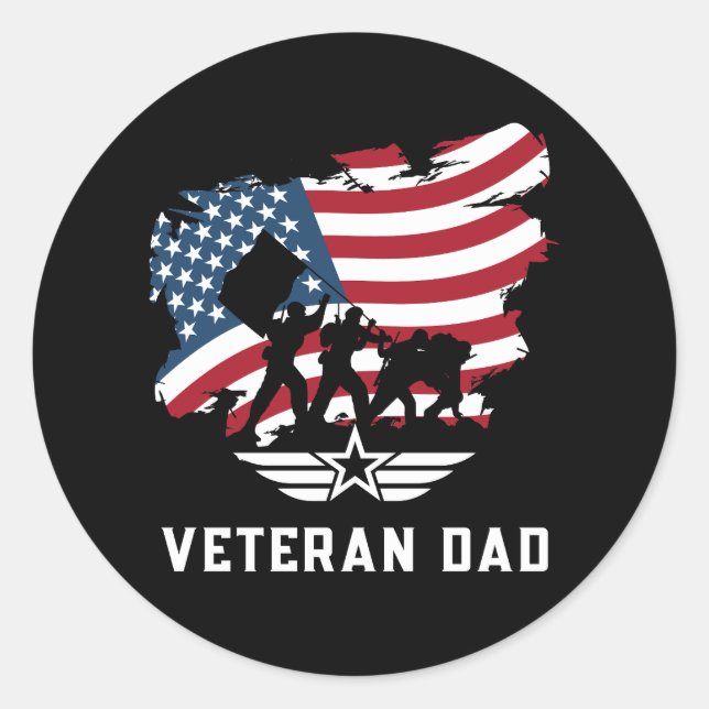 Veteran Dad Classic Round Sticker (Front)