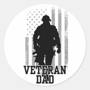 Veteran Dad Classic Round Sticker