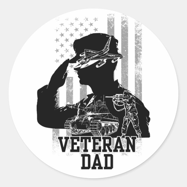 Veteran Dad Classic Round Sticker (Front)