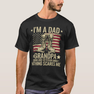 Veteran Dad Grandpa American Flag Combat Boots T-Shirt