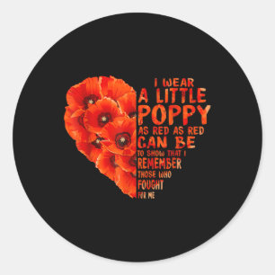 Veteran Day Lest We Forget Red Poppy Flower Usa Classic Round Sticker