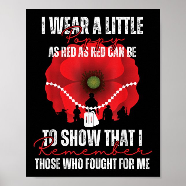 Veteran Day Red Poppy Flower Usa Memorial Day Poster (Front)