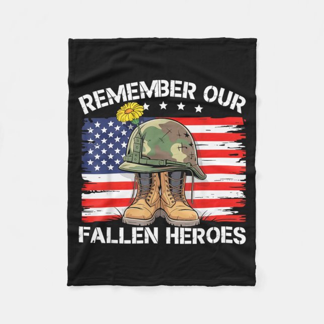 Veteran Day Saying Quote Remember Fallen Heroes Fleece Blanket (Front)