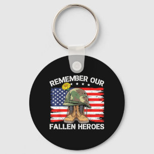 Veteran Day Saying Quote Remember Fallen Heroes Key Ring