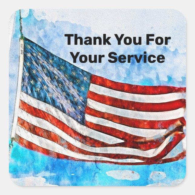 Veteran Day Thank You For Your Service Square Sticker (Front)