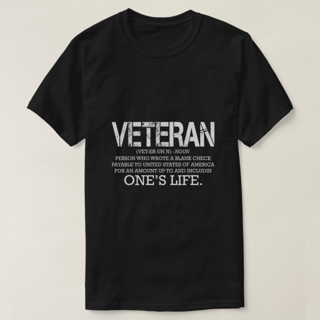 Veteran Definition Meaning Army Soldier Cool Milit T-Shirt (Design Front)
