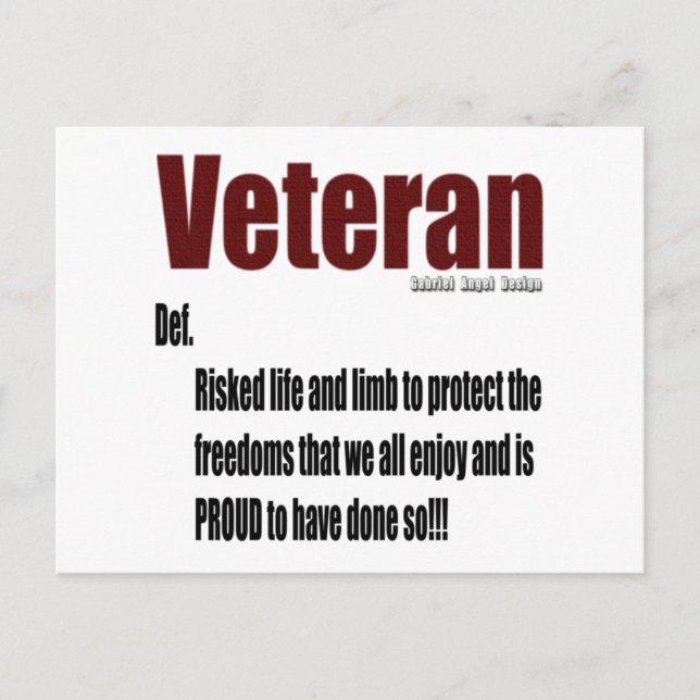 Veteran Definition Postcard (Front)