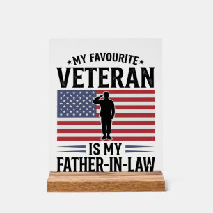 Veteran Father In Law Patriotic Vintage Quote Desi Acrylic Sign