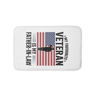 Veteran Father In Law Patriotic Vintage Quote Desi Bath Mat