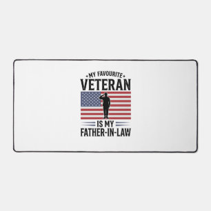 Veteran Father In Law Patriotic Vintage Quote Desi Desk Mat