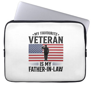 Veteran Father In Law Patriotic Vintage Quote Desi Laptop Sleeve