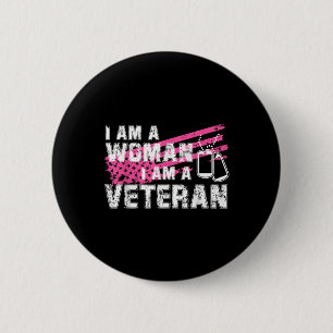 Veteran Female Pink Usa Flag Veterans Day 6 Cm Round Badge