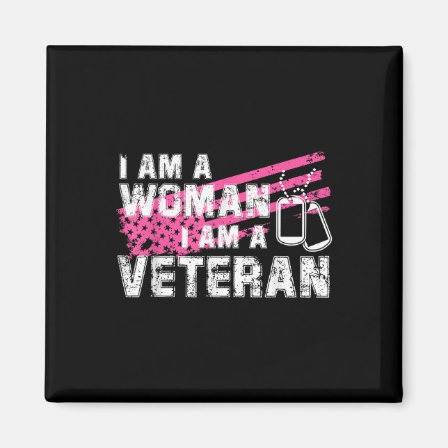 Veteran Female Pink Usa Flag Veterans Day Magnet (Front)