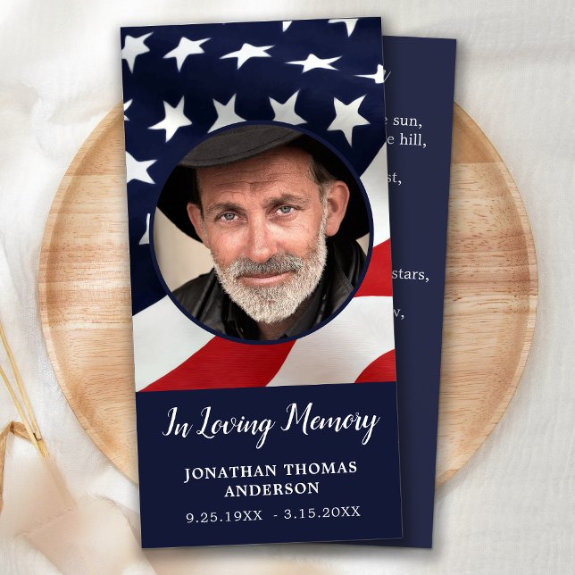 Veteran Flag Memorial Prayer Card Funeral Bookmark (Creator Uploaded)