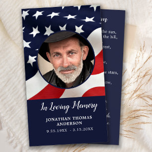 Veteran Flag Memorial Prayer Card Funeral Favour