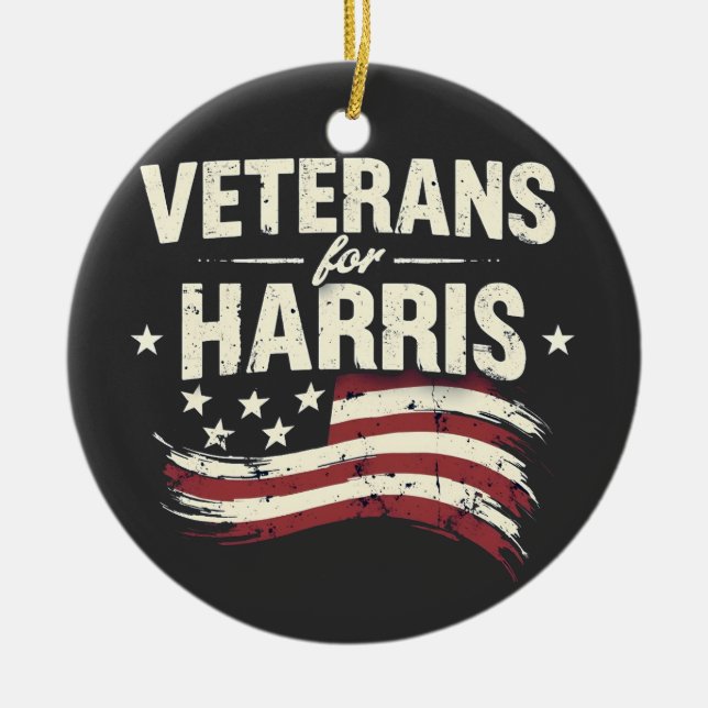 Veteran for Harris Kamala Harris Army Election Ceramic Ornament (Front)