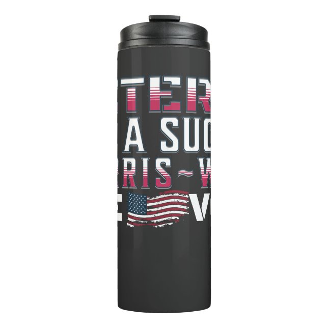 Veteran for Harris Walz Election 2024 Thermal Tumbler (Front)