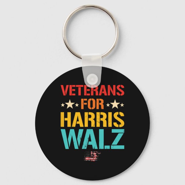 Veteran For Harris Wheimer Waltz Usa Flag  Key Ring (Front)
