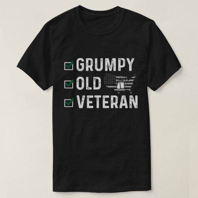 Veteran Gift, Grumpy Old Veteran T-Shirt (Design Front)