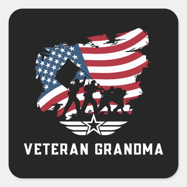 Veteran Grandma Square Sticker (Front)