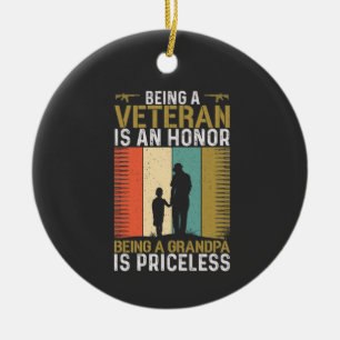 Veteran Grandpa Ceramic Ornament