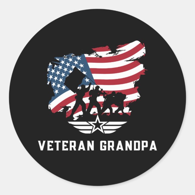 Veteran Grandpa Classic Round Sticker (Front)