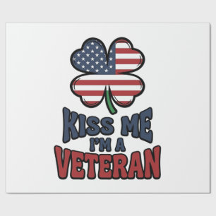 Veteran Kiss Me Patriotic Clover Vintage Shirt_1 Wrapping Paper