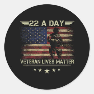 Veteran Lives 22 Day Suicide Awareness Ptsd Vetera Classic Round Sticker
