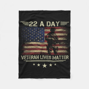 Veteran Lives 22 Day Suicide Awareness Ptsd Vetera Fleece Blanket