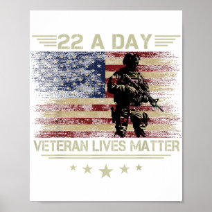 Veteran Lives 22 Day Suicide Awareness Ptsd Vetera Poster