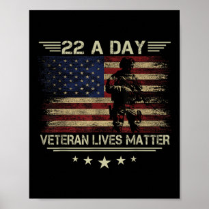 Veteran Lives 22 Day Suicide Awareness Ptsd Vetera Poster